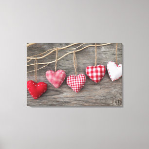 Toile Coeurs rouges sur le Tableau en bois