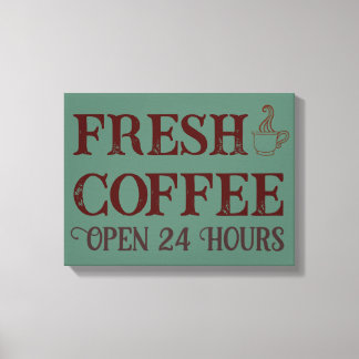 Toile Coffee Vert vintage Boutique Diner Art des signes