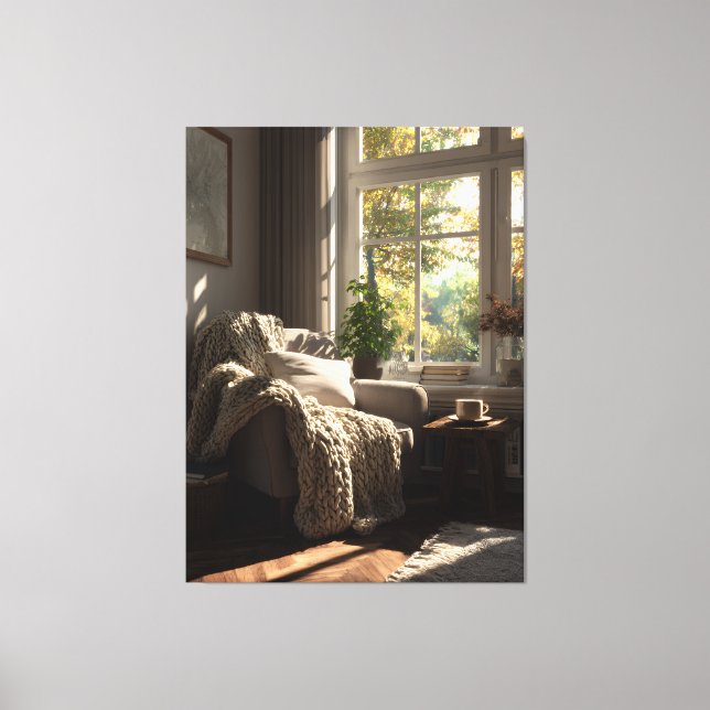 Toile Coin Automnal avec Fauteuil Beige (Recto)