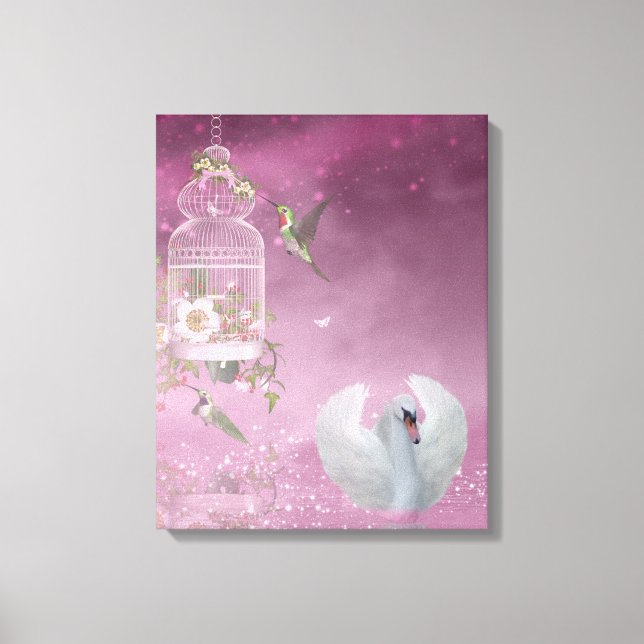 Toile Colibri et cygne (Recto)