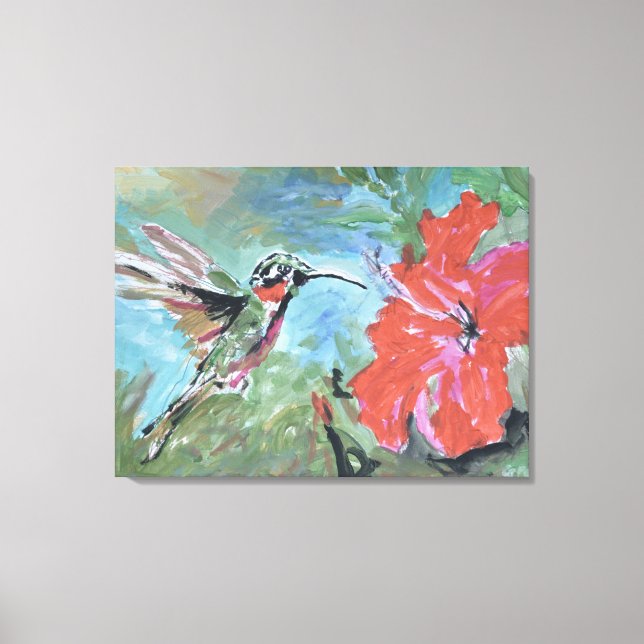 Toile Colibri et Fleur Tropicale (Recto)