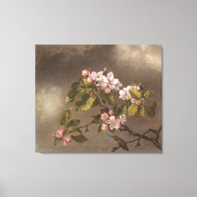 Toile Colibri Et Pommes En Fleurs (Recto)