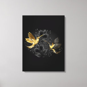 Toile Colibri noir et or