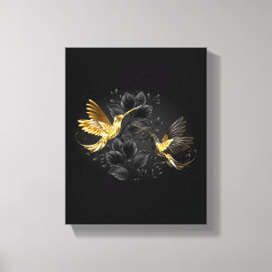 Toile Colibri noir et or