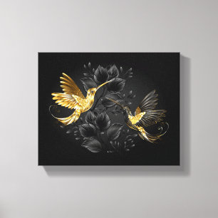 Toile Colibri noir et or