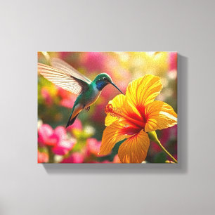 Toile Colibri Sirotant Nectar de la Fleur