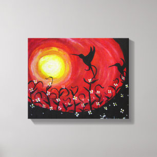 Toile Colibris au coucher du soleil