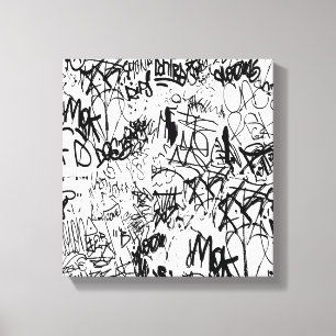 Toile Collage Abstrait de graffiti noir et blanc