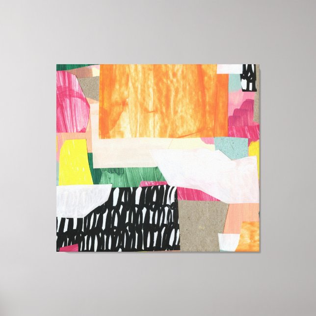 Toile Collage art, moderne coloré abstrait. (Recto)