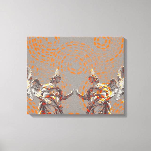 Toile Collage cool de sculptures et de cercles oranges (Recto)