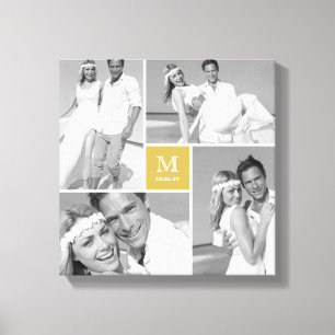 Toile Collage de 4 photos de monogramme de grille modern
