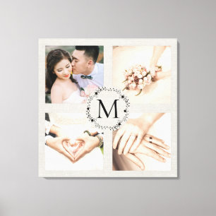Toile Collage de couronne monogramme avec 4 photos