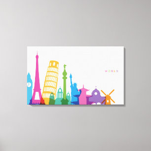 Toile Collage de pastel de monuments du monde