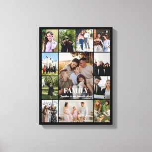 Toile Collage de photos 12 images 12x16 18x24 24x32 Noir