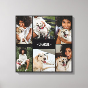 Toile Collage de photos de chien personnalisé avec monog