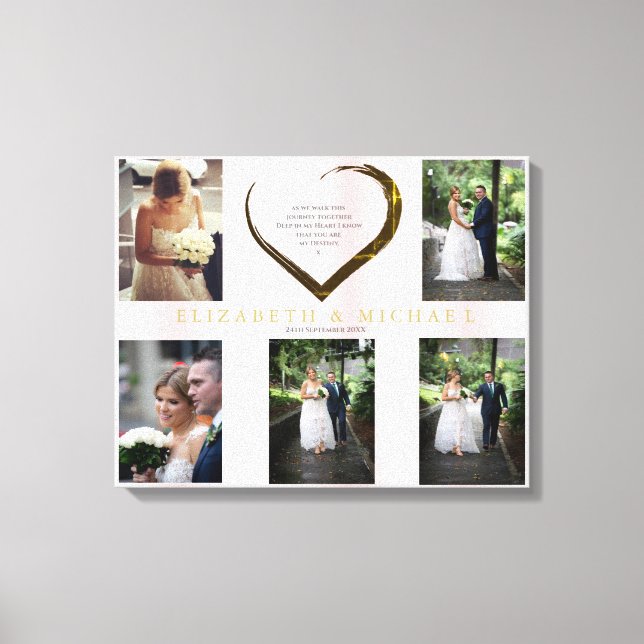 Toile Collage de photos de mariage avec citation simple  (Recto)