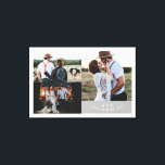 Toile Collage de photos de mariage rustique moderne avec<br><div class="desc">Collage de photos de mariage rustique moderne Toile imprimée avec monogramme de feuille</div>