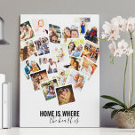 Toile Collage de photos du coeur La maison est là où le<br><div class="desc">Créez votre propre collage photo en forme de coeur. Le design est écrit avec les mots "maison est où le coeur est" et le modèle photo est configuré pour vous pour ajouter 20 de vos photos préférées. Vos photos sont affichées en style carré, instagram avec des cadres photo instantanés rétro....</div>