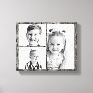 Toile Collage de photos en bois foncé 