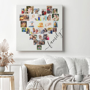 Toile Collage de photos en forme de coeur 29 Grande phot