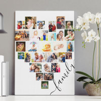 Collage de photos en forme de coeur blanc Script d