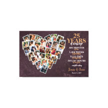 Collage de photos en forme de cœur pour les 25 ans
