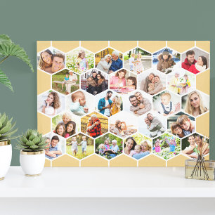 Toile Collage de photos en nid d'abeille Mosaïque Famill
