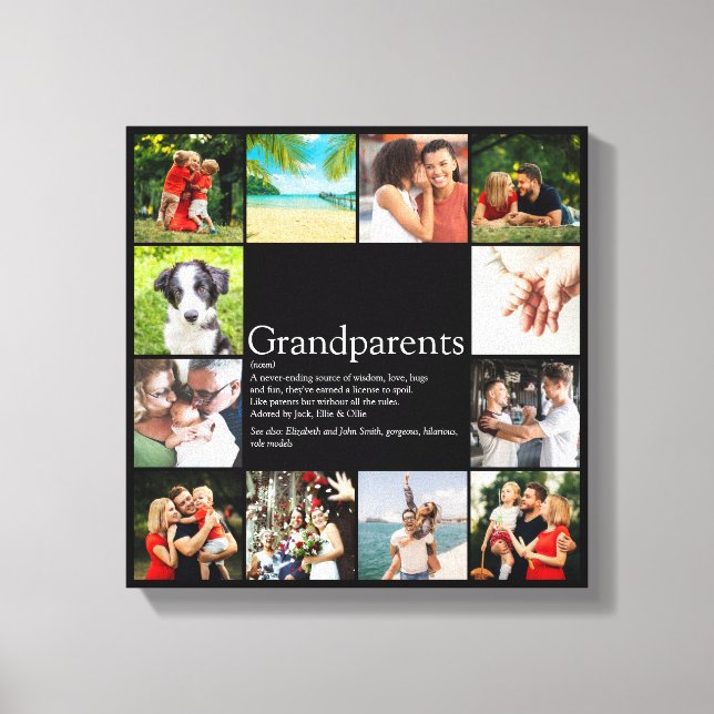 Toile Collage de photos grands-parents amusant citation  (Recto)