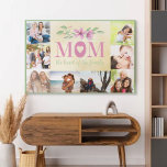 Toile Collage de photos - Maman le coeur de la famille<br><div class="desc">Belle toile pour maman, customisée de 8 de vos photos préférées. Le modèle photo est configuré pour ajouter 8 images dans le sens des aiguilles d'une montre en haut à droite. Vos photos encadrent une jolie citation de maman qui dit "MOM le coeur de la famille". Un coeur doux est...</div>