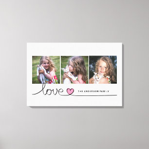 Toile Collage de photos personnalisées avec écriture Lov
