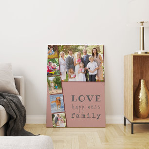 Toile Collage de photos Rose Marron Famille Bonheur