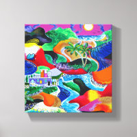 Collage de Porto Rico Tropical Caribbean Art