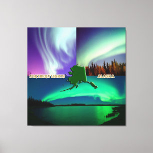 Toile Collage des aurores boréales de l'Alaska