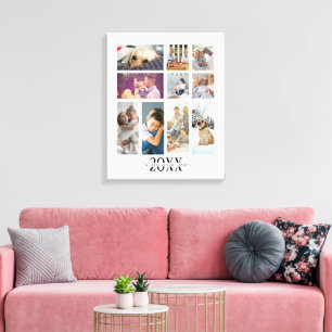 Toile Collage familial personnalisé avec 10 photos et te