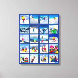 Toile Collage Grille de 20 Photos Bleu Foncé