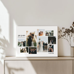 Toile Collage minimaliste de Mariage personnalisé de 9 p