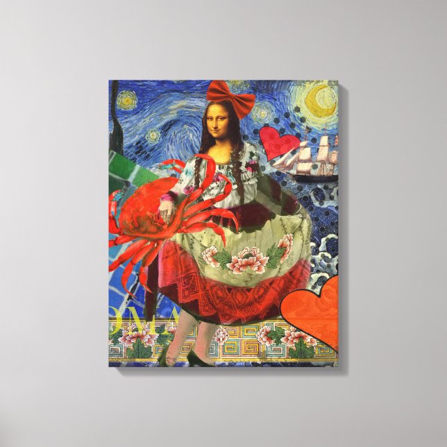 Toile Collage Nuit étoilée de Mona Lisa : Surréalisme fa (Recto)
