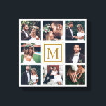 Toile Collage personnalisé 8 Mariage Photo Monogramme Or<br><div class="desc">Créez votre propre peinture murale en toile avec vos propres photos mariage,  anniversaire,  fiançailles et événements spéciaux.</div>