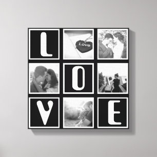 Toile Collage photo d'amour noir et blanc