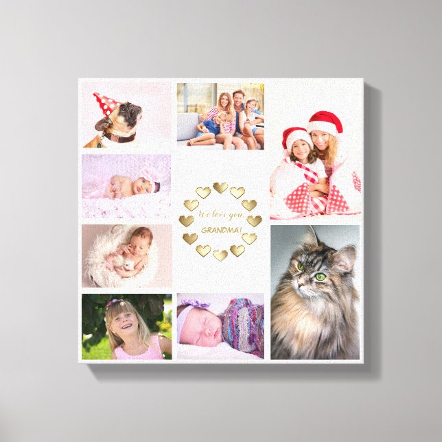 Toile Collage photo de famille élégant or pour la fête d (Recto)