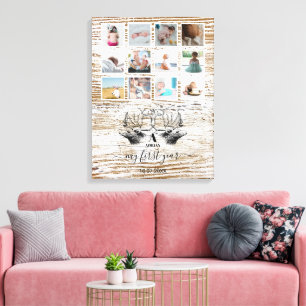 Toile Collage photo de la première année de bébé chevreu