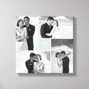 Toile Collage photo de mariage à monogramme en grille mo
