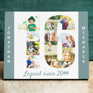 Toile Collage photo défini dans le numéro 16 Turquoise b