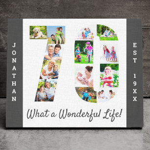 Toile Collage photo défini dans le numéro 70 gris blanc