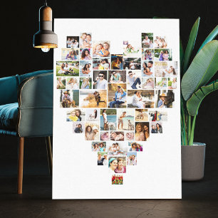 Toile Collage photo en forme de coeur 51 images blanc
