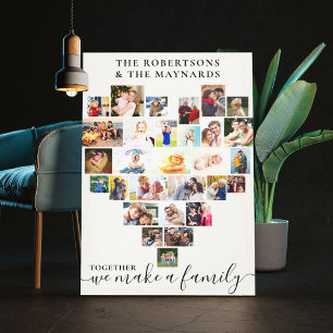 Toile Collage photo en forme de coeur Personnalisé