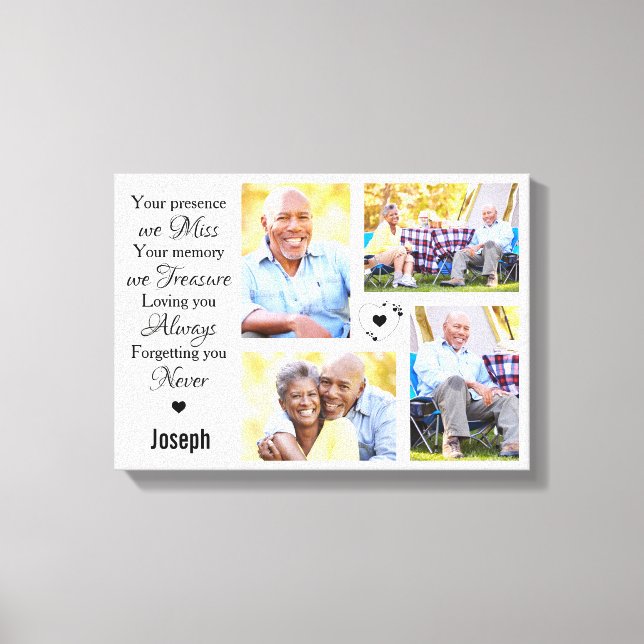 Toile Collage photo en marbre moderne Memorial Keepsaké (Recto)