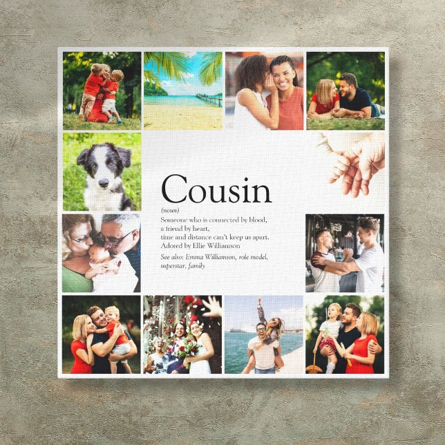 Toile Collage Photo Fun Moderne Définition de Cousin (Modern Fun Photo Collage Cousin Definition Canvas Print)