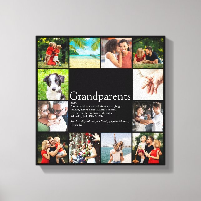 Toile Collage Photo Grand-parents Fun Modern Citation (Recto)