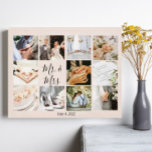 Toile Collage photo Les jeunes mariés créent votre propr<br><div class="desc">Beau créer votre propre photo collage de 11 jeunes mariés qui est 14" X 11". Design moderne que vous pouvez facilement personnaliser avec vos propres photos. Ce collage photo de keepsaké racontera votre histoire mariage extraordinaire. Avec belle typographie de script en noir "Mr. & Mme" et personnalisez la date du...</div>